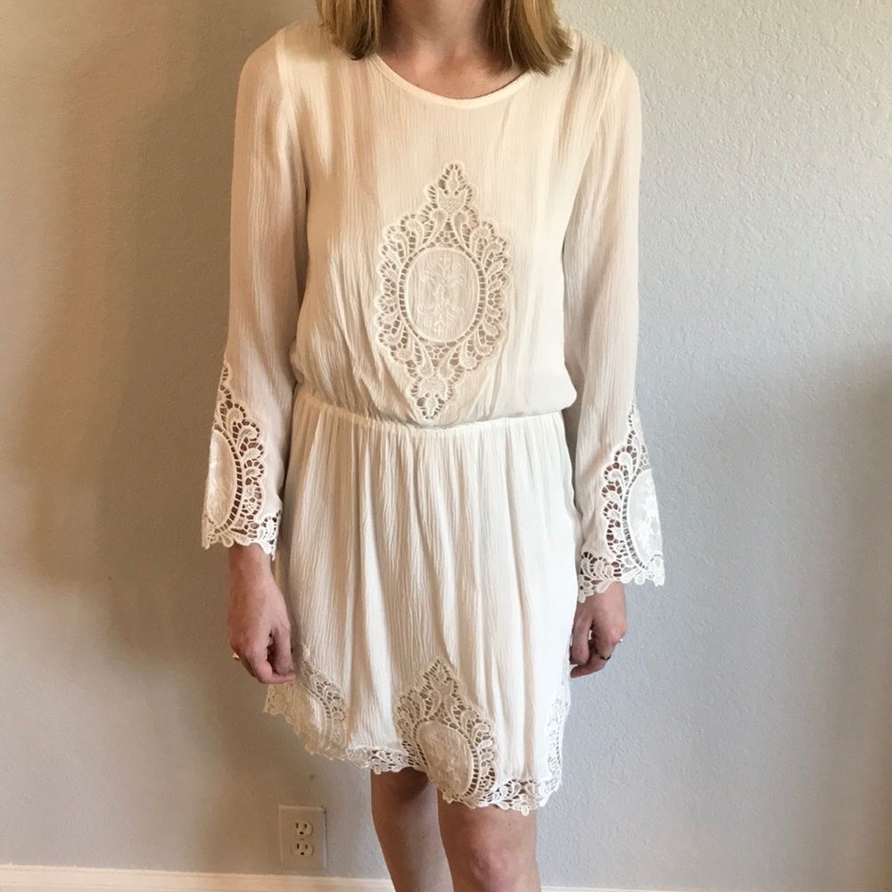 Lace white dress.